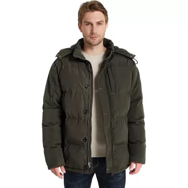 WenVen Mens Warm Puffer Jacket Thicken Padded Winter Coat with Detachable HoodArmy Green