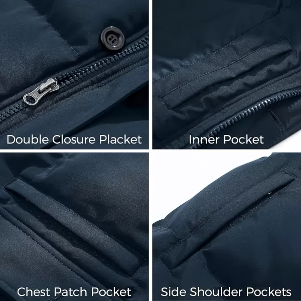 WenVen Mens Warm Puffer Jacket Thicken Padded Winter Coat with Detachable HoodNavy