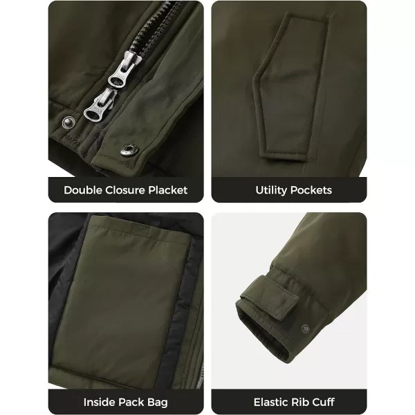 WenVen Mens Winter MidLength Thickened Jacket Waterproof Warm Sherpa Lined Parka Hooded CoatArmy Green