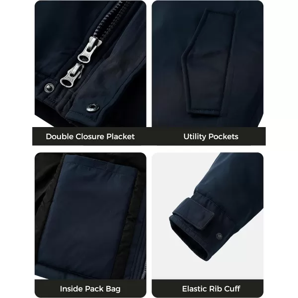 WenVen Mens Winter MidLength Thickened Jacket Waterproof Warm Sherpa Lined Parka Hooded CoatNavy