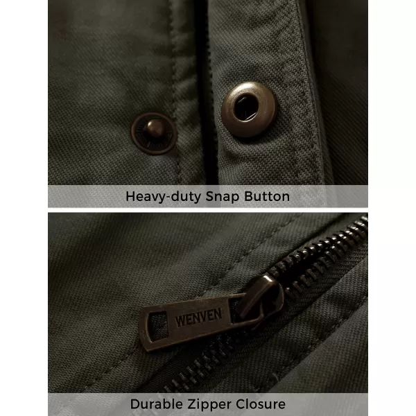 WenVen Mens Winter Warm Quilted Lined Multi Pockets Puffer VestArmy Green