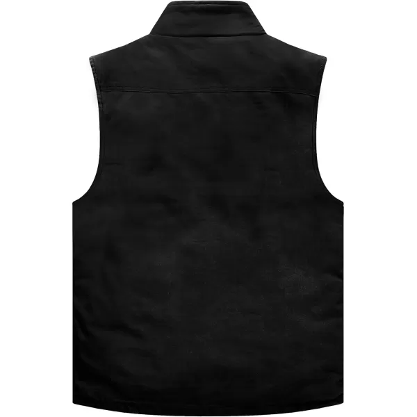 WenVen Mens Winter Warm Quilted Lined Multi Pockets Puffer VestBlack