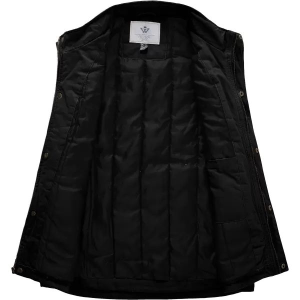 WenVen Mens Winter Warm Quilted Lined Multi Pockets Puffer VestBlack