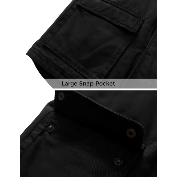 WenVen Mens Winter Warm Quilted Lined Multi Pockets Puffer VestBlack