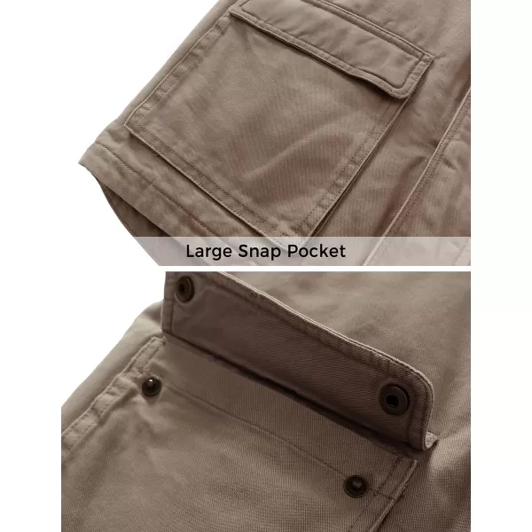 WenVen Mens Winter Warm Quilted Lined Multi Pockets Puffer VestKhaki