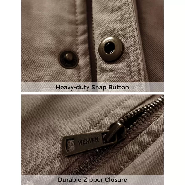 WenVen Mens Winter Warm Quilted Lined Multi Pockets Puffer VestKhaki