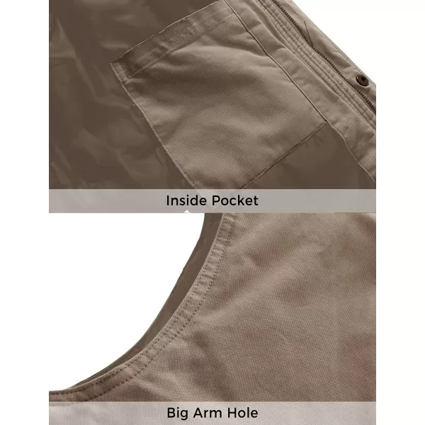 WenVen Mens Winter Warm Quilted Lined Multi Pockets Puffer VestKhaki