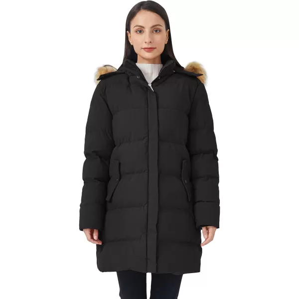WenVen Womens Bulky Winter Thicken Jacket with Fur Trim Hood BlackMWenVen Womens Bulky Winter Thicken Jacket with Fur Trim Hood BlackM