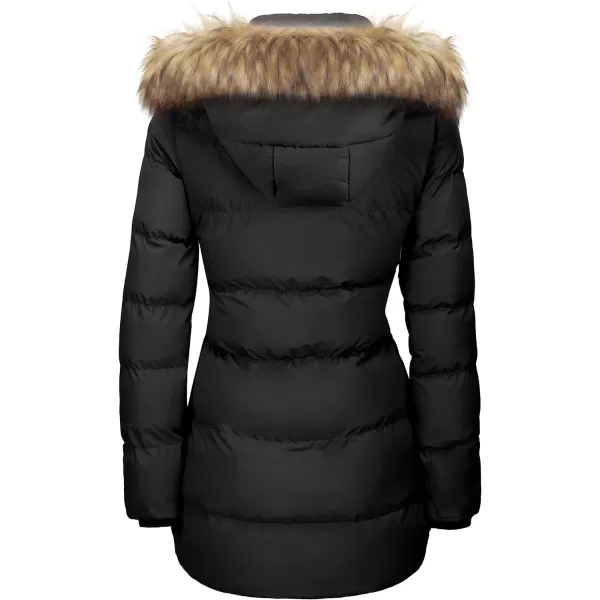 WenVen Womens Bulky Winter Thicken Jacket with Fur Trim Hood BlackMWenVen Womens Bulky Winter Thicken Jacket with Fur Trim Hood BlackM