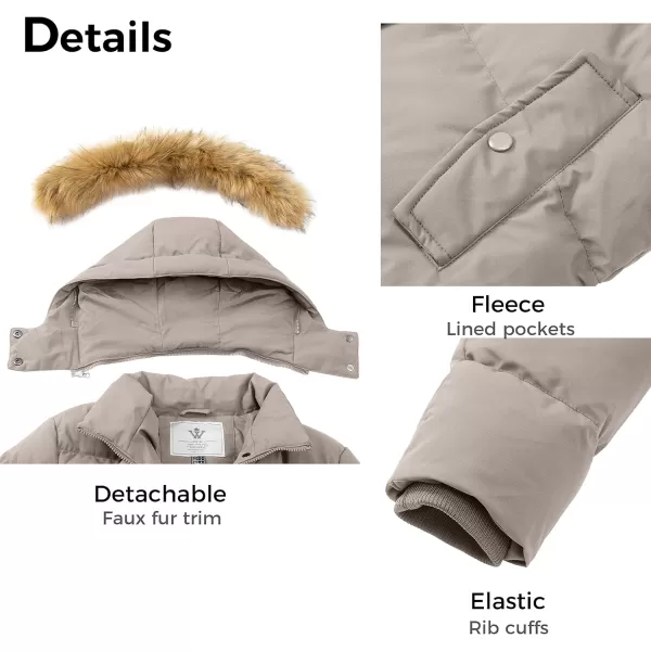 WenVen Womens Mid Long Thickened Coat with Fur Trim Removable Hood KhakiSWenVen Womens Mid Long Thickened Coat with Fur Trim Removable Hood KhakiS