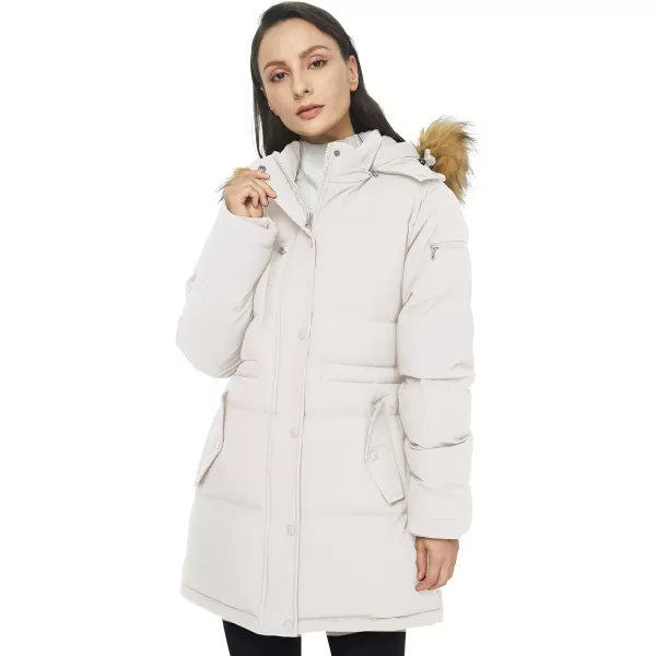 WenVen Womens Parka Winter Coats Warm Puffer Jacket with Removable Fur HoodBeige