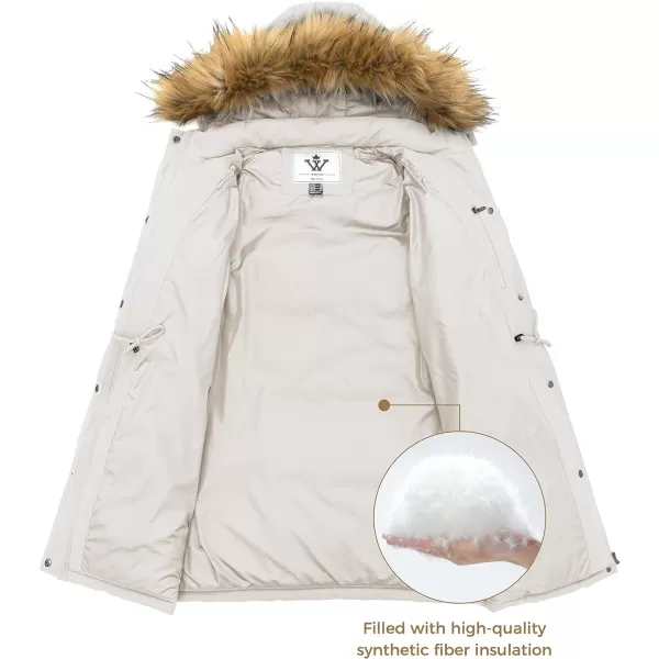 WenVen Womens Parka Winter Coats Warm Puffer Jacket with Removable Fur HoodBeige