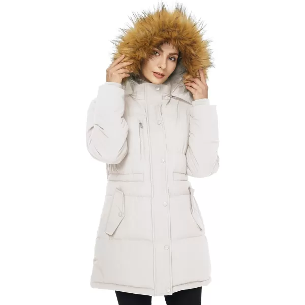 WenVen Womens Parka Winter Coats Warm Puffer Jacket with Removable Fur HoodBeige