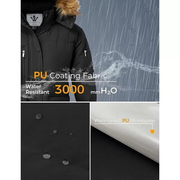 WenVen Womens Parka Winter Coats Warm Puffer Jacket with Removable Fur HoodBlack