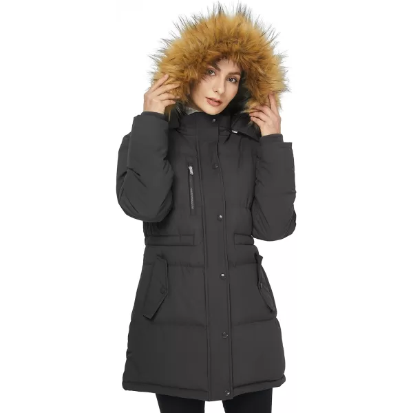 WenVen Womens Parka Winter Coats Warm Puffer Jacket with Removable Fur HoodGrey