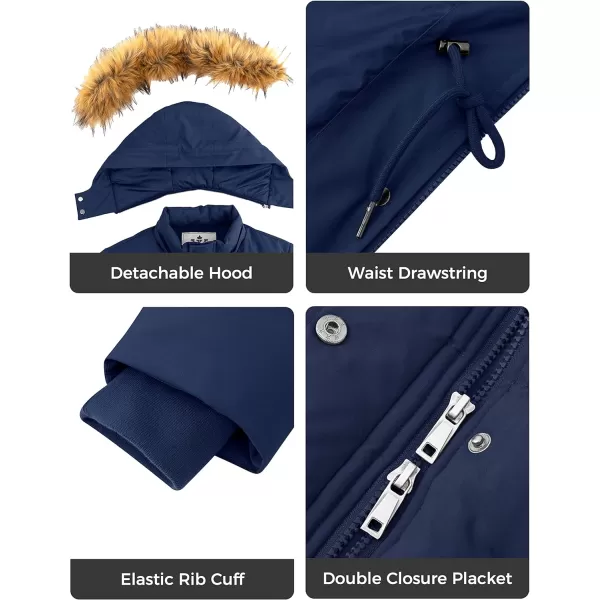 WenVen Womens Parka Winter Coats Warm Puffer Jacket with Removable Fur HoodNavy