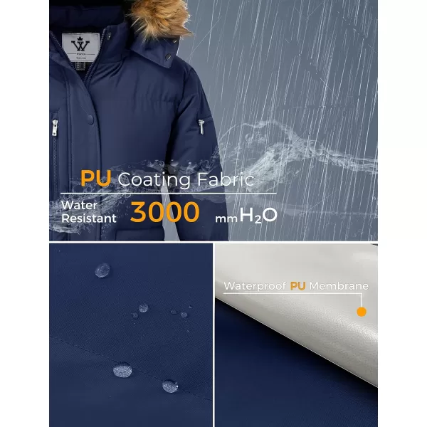 WenVen Womens Parka Winter Coats Warm Puffer Jacket with Removable Fur HoodNavy