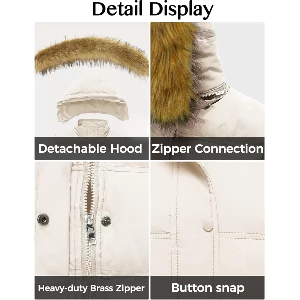 WenVen Womens Winter Long Puffer Coat Parka Jacket with Faux Fur Removable HoodBeige