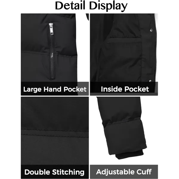 WenVen Womens Winter Long Puffer Coat Parka Jacket with Faux Fur Removable HoodBlack