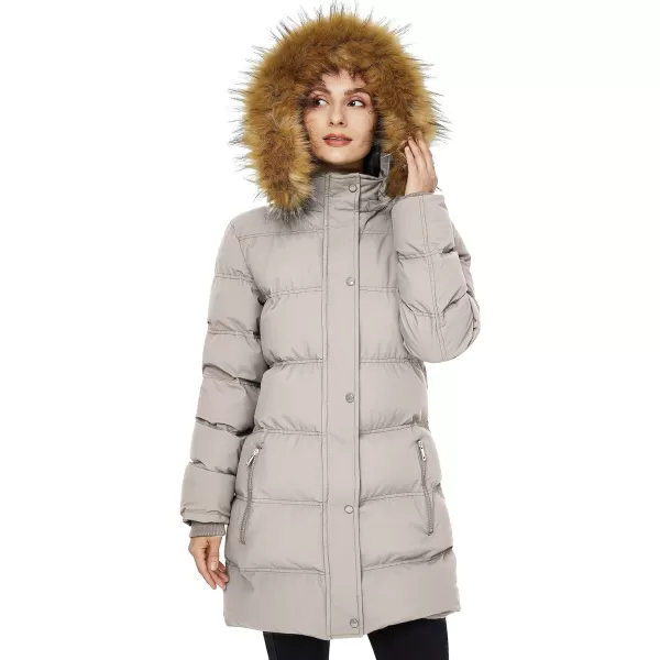WenVen Womens Winter Long Puffer Coat Parka Jacket with Faux Fur Removable HoodKhaki