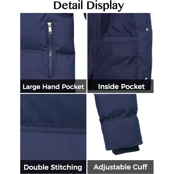 WenVen Womens Winter Long Puffer Coat Parka Jacket with Faux Fur Removable HoodNavy