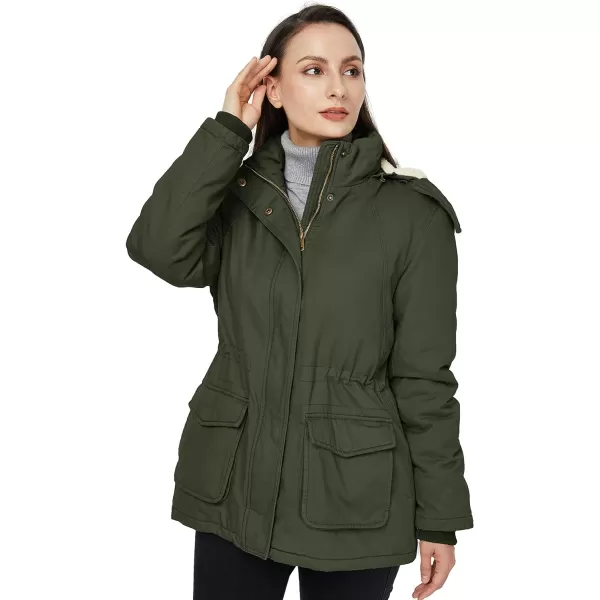 WenVen Womens Winter Warm Sherpa Lined Jacket Heavy Parka Coat with HoodArmy Green