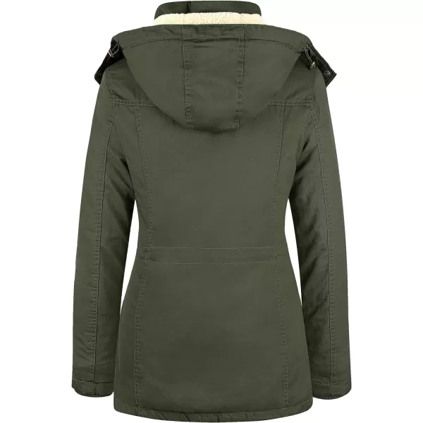 WenVen Womens Winter Warm Sherpa Lined Jacket Heavy Parka Coat with HoodArmy Green