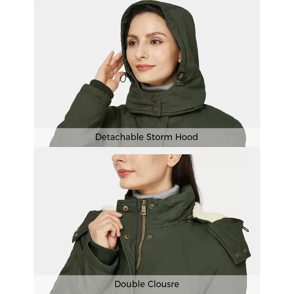 WenVen Womens Winter Warm Sherpa Lined Jacket Heavy Parka Coat with HoodArmy Green
