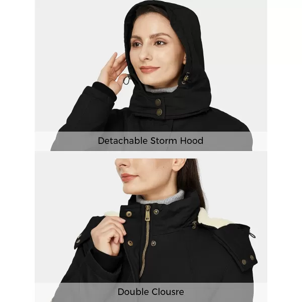 WenVen Womens Winter Warm Sherpa Lined Jacket Heavy Parka Coat with HoodBlack