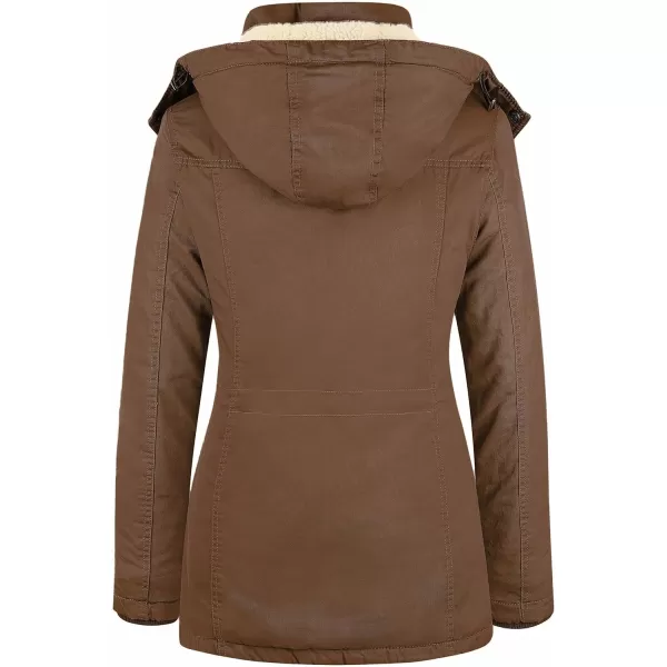 WenVen Womens Winter Warm Sherpa Lined Jacket Heavy Parka Coat with HoodBrown