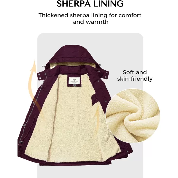 WenVen Womens Winter Warm Sherpa Lined Jacket Heavy Parka Coat with HoodDeep Wine