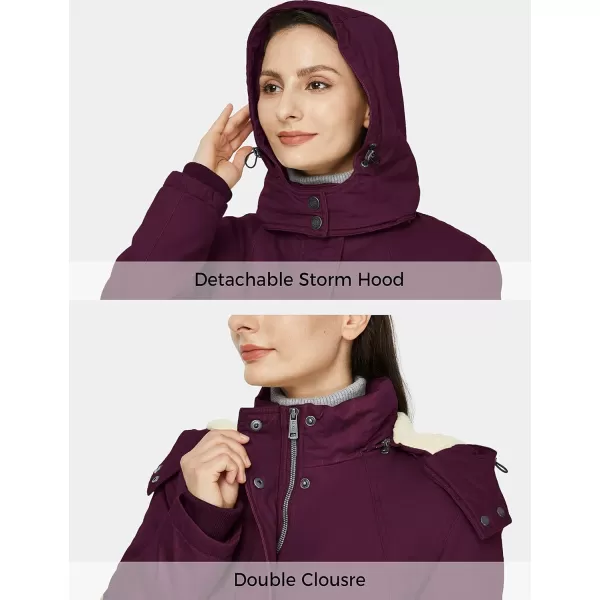 WenVen Womens Winter Warm Sherpa Lined Jacket Heavy Parka Coat with HoodDeep Wine