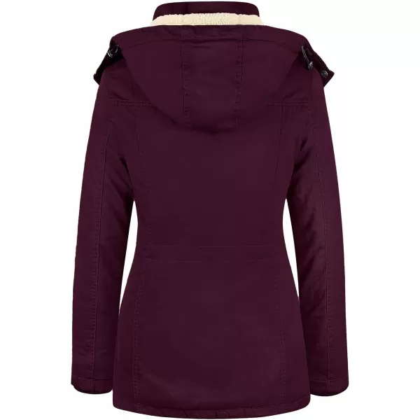 WenVen Womens Winter Warm Sherpa Lined Jacket Heavy Parka Coat with HoodDeep Wine