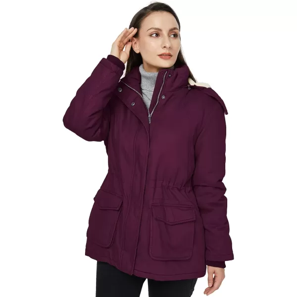 WenVen Womens Winter Warm Sherpa Lined Jacket Heavy Parka Coat with HoodDeep Wine