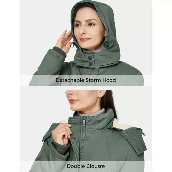 WenVen Womens Winter Warm Sherpa Lined Jacket Heavy Parka Coat with HoodGreen