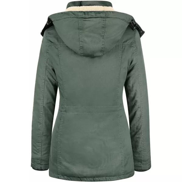 WenVen Womens Winter Warm Sherpa Lined Jacket Heavy Parka Coat with HoodGreen