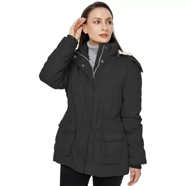 WenVen Womens Winter Warm Sherpa Lined Jacket Heavy Parka Coat with HoodGrey