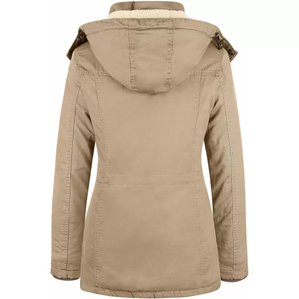 WenVen Womens Winter Warm Sherpa Lined Jacket Heavy Parka Coat with HoodKhaki2