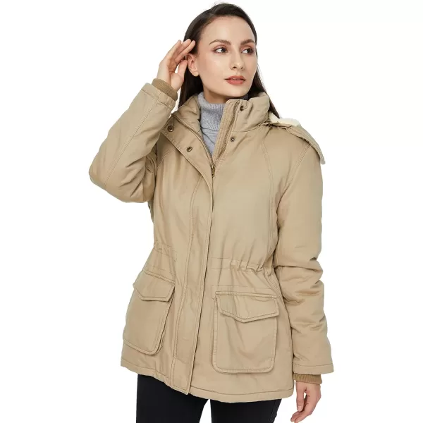 WenVen Womens Winter Warm Sherpa Lined Jacket Heavy Parka Coat with HoodKhaki2