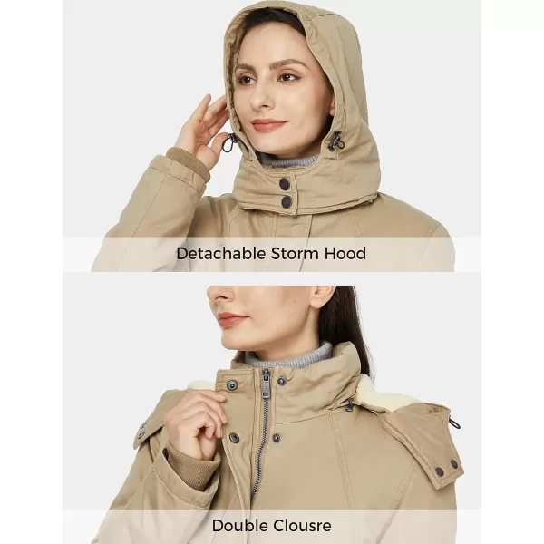 WenVen Womens Winter Warm Sherpa Lined Jacket Heavy Parka Coat with HoodKhaki2