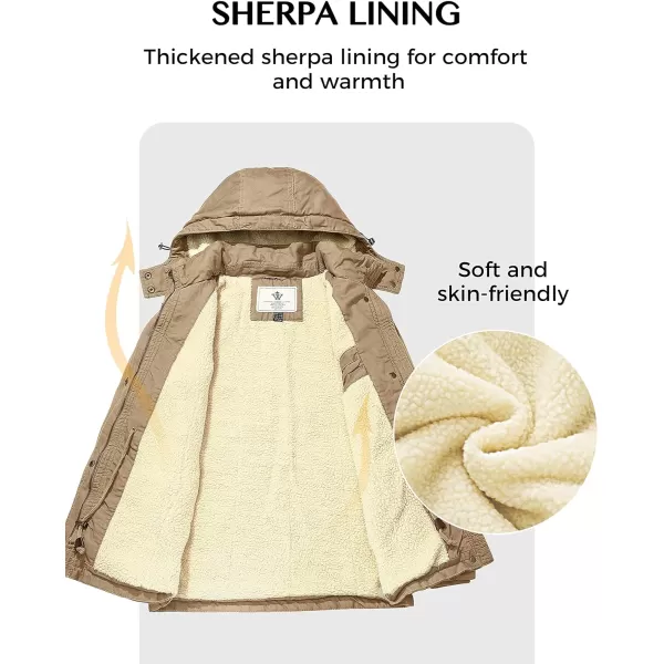 WenVen Womens Winter Warm Sherpa Lined Jacket Heavy Parka Coat with HoodKhaki2