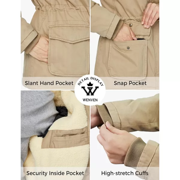 WenVen Womens Winter Warm Sherpa Lined Jacket Heavy Parka Coat with HoodKhaki2