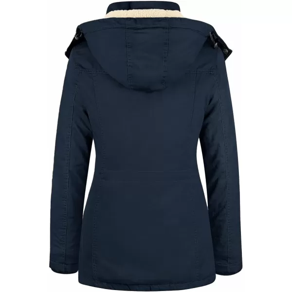 WenVen Womens Winter Warm Sherpa Lined Jacket Heavy Parka Coat with HoodNavy