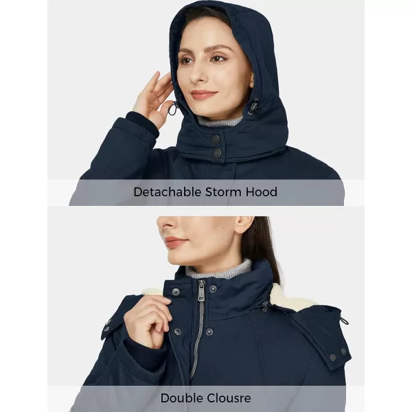 WenVen Womens Winter Warm Sherpa Lined Jacket Heavy Parka Coat with HoodNavy