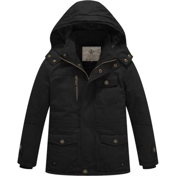 WenVen Boy  Girls Winter Warm Thicken Cotton Jacket Snow Coat with HoodBlack
