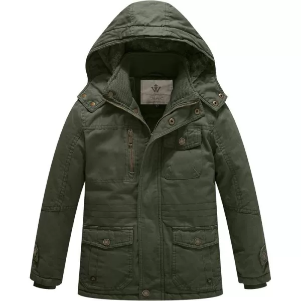 WenVen Boy  Girls Winter Warm Thicken Cotton Jacket Snow Coat with HoodGreen