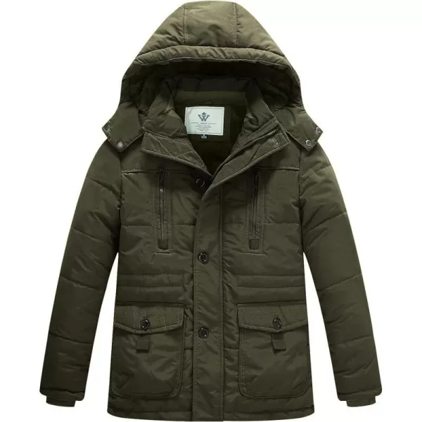 WenVen Boy Winter Warm Padded Puffer Coat Thicken Windproof Hooded Parka JacketArmy Green
