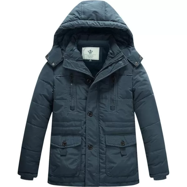 WenVen Boy Winter Warm Padded Puffer Coat Thicken Windproof Hooded Parka JacketGrey