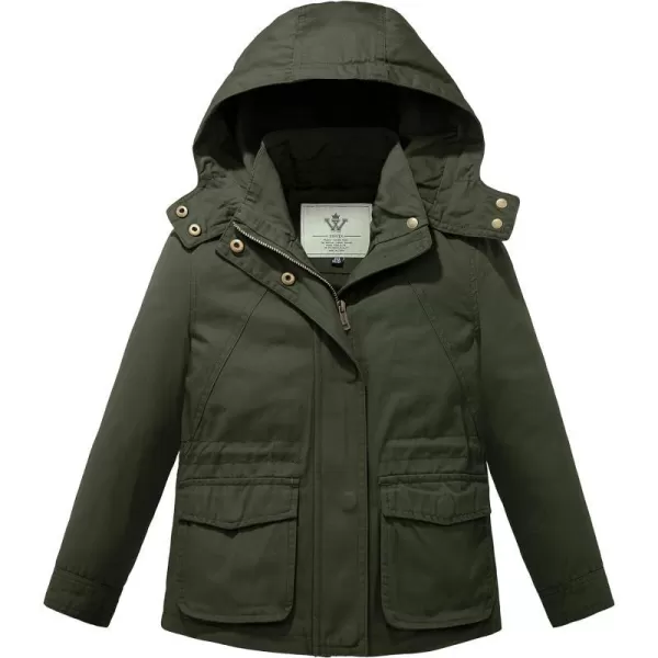 WenVen Girls Spring Lightweight Canvas Outerwear Jacket with Removable HoodWenVen Girls Spring Lightweight Canvas Outerwear Jacket with Removable Hood