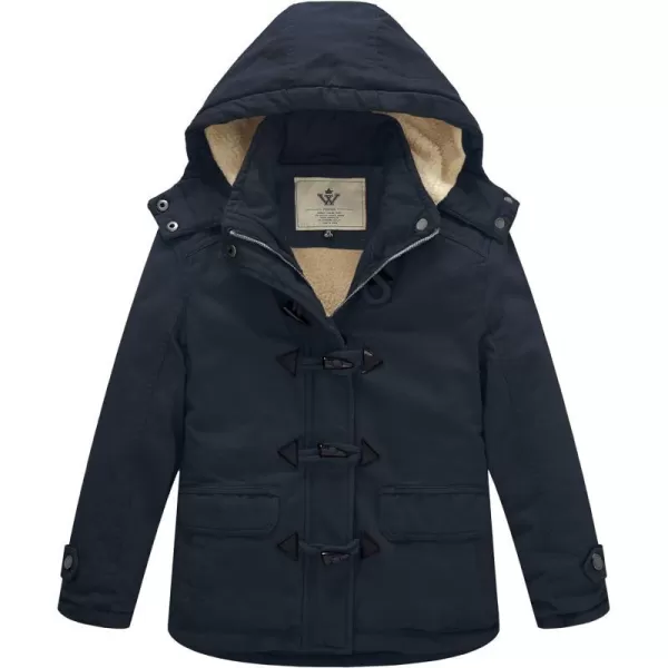 WenVen Girls Winter Sherpa Jacket Thicken Cotton Parka Coat with Removable HoodBlue